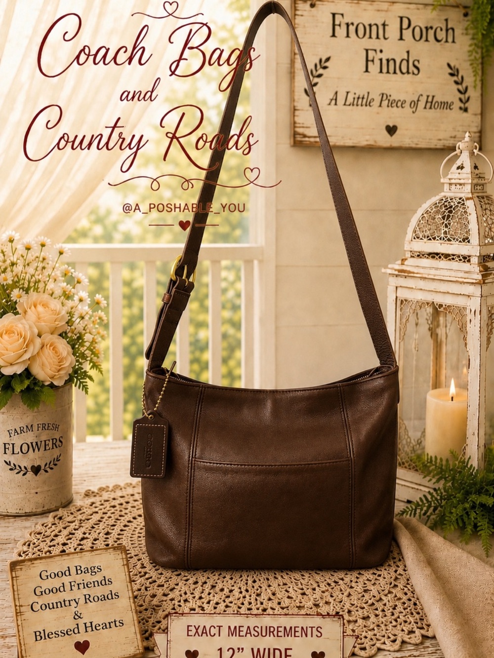Vintage Coach 4159 Brown Leather Shoulder Bucket Bag USA
